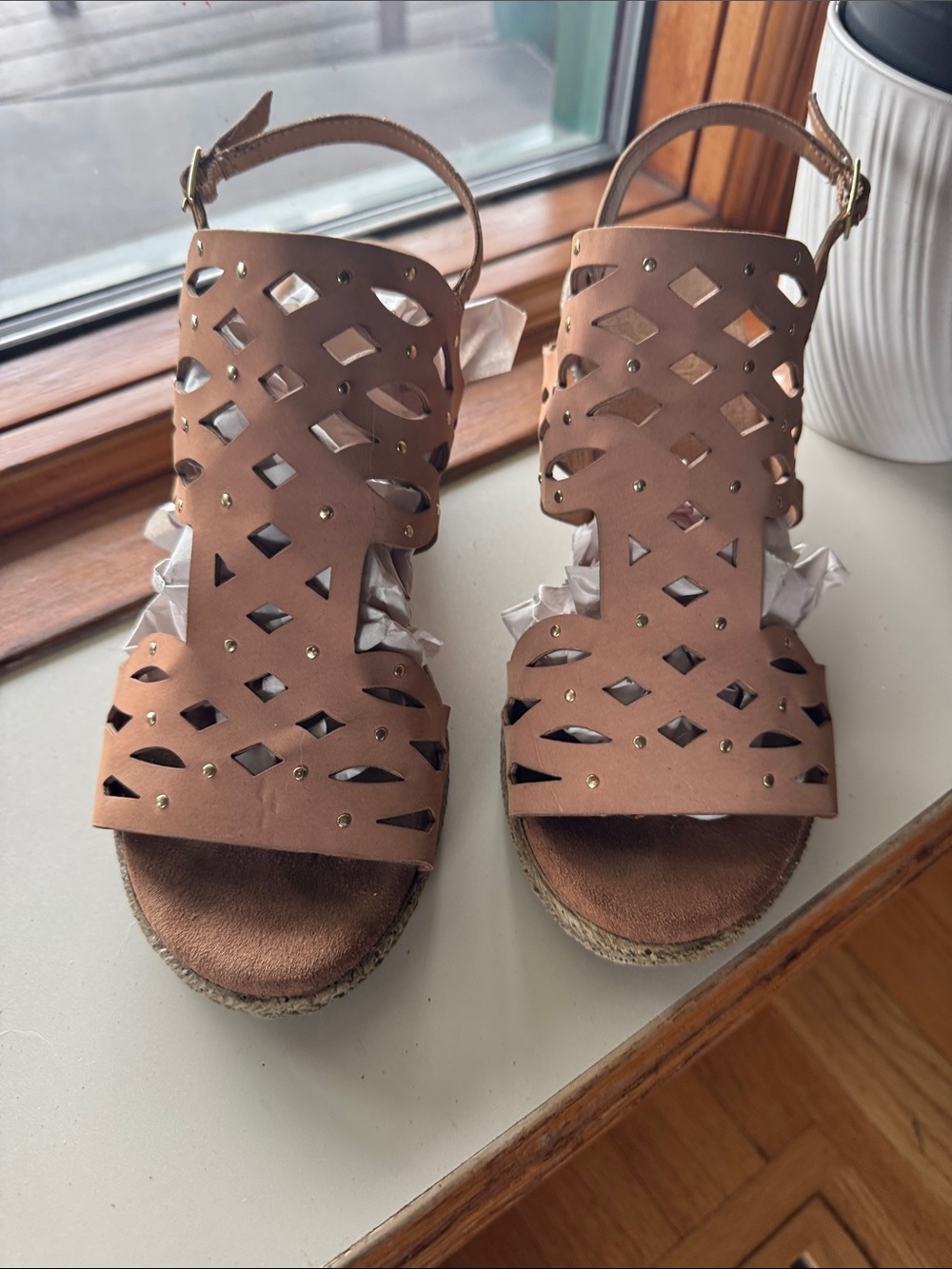 Women’s Brown Cutout Wedge Sandals